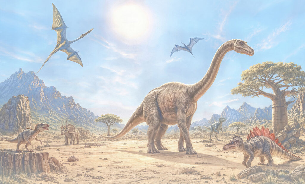 Dinosauři u tůně — celý design
