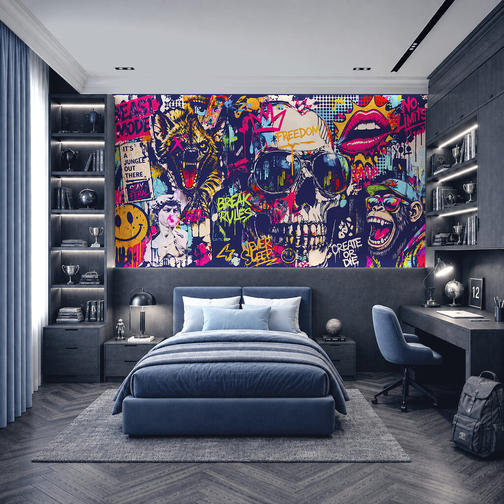 Lebka v graffiti — interiér 2