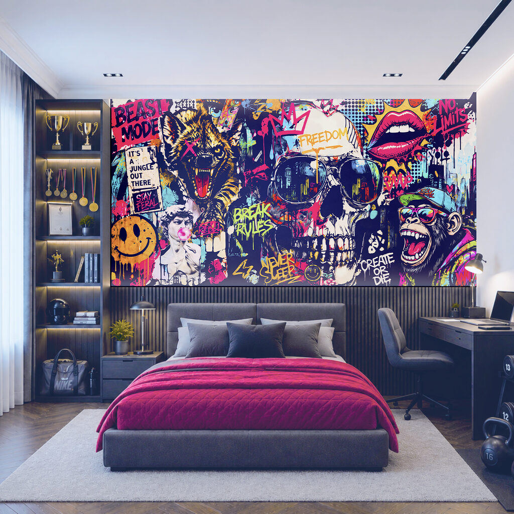 Lebka v graffiti — interiér 1