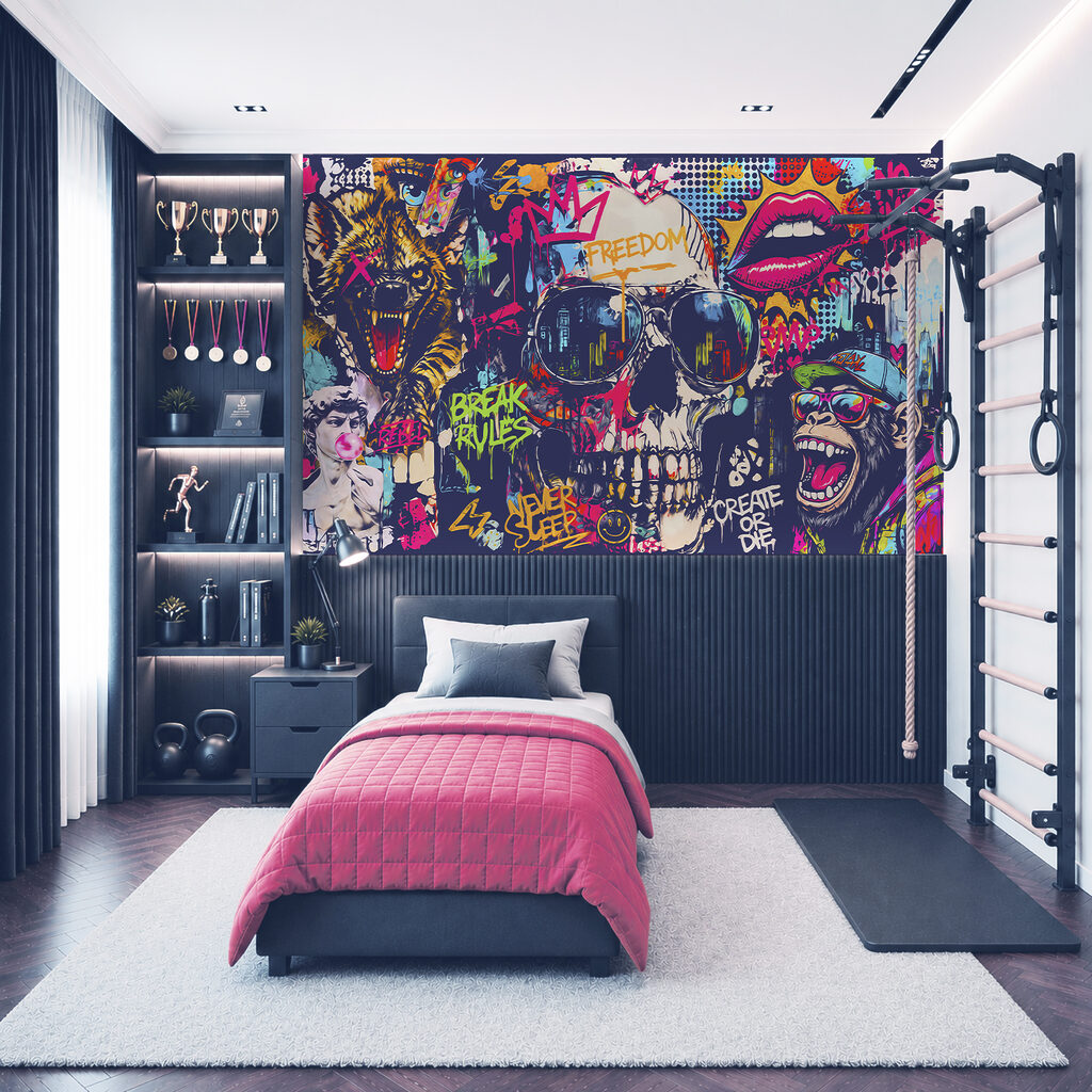 Lebka v graffiti — interiér 4