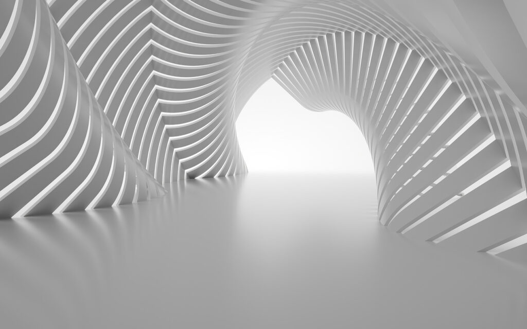 Tunel ze světlých žeber — celý design