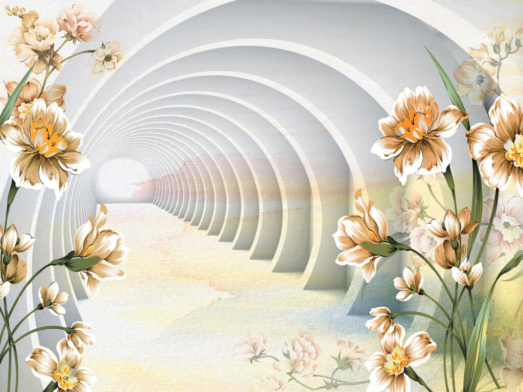 Květy u obloukového tunelu — celý design
