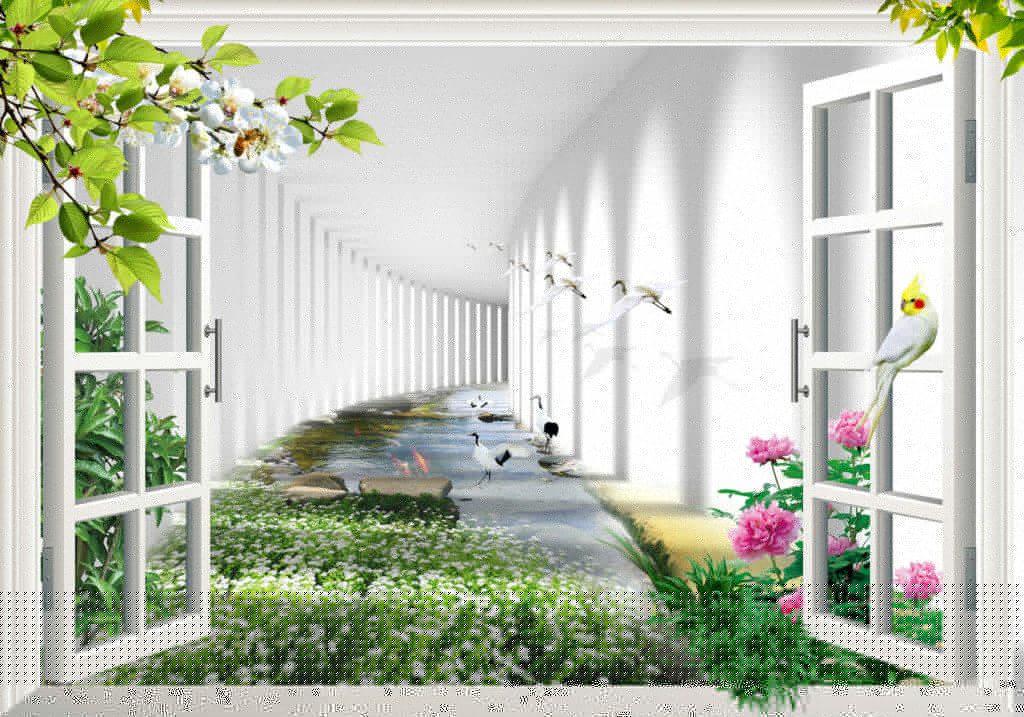 Zahrada za bílými sloupy — celý design