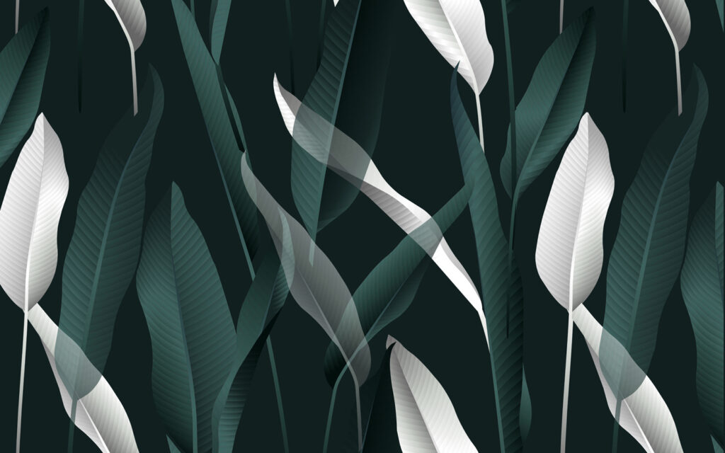 Bílé pruhy v zeleni — celý design