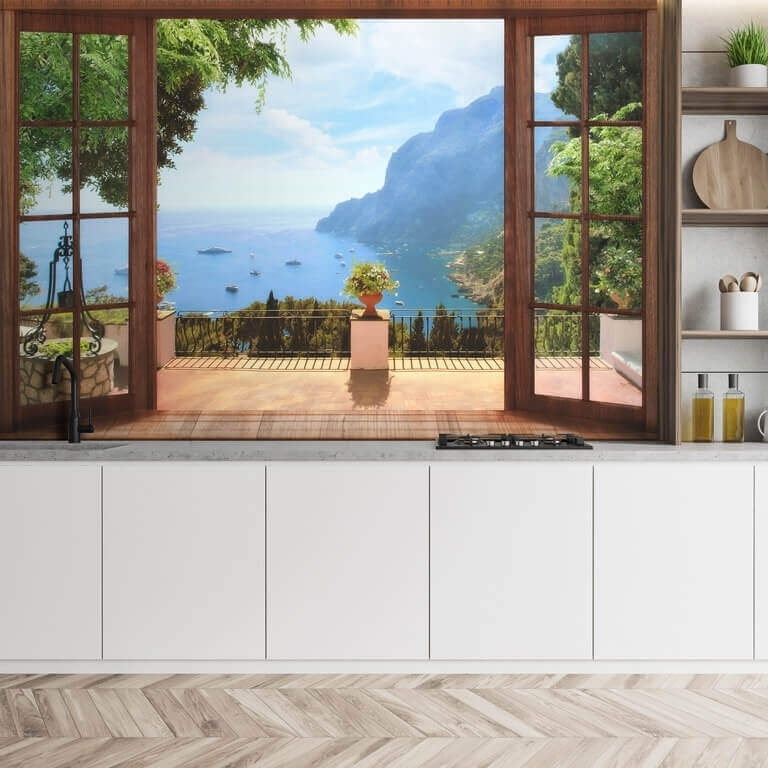 Balkon za dřevěnými dveřmi — interiér 1
