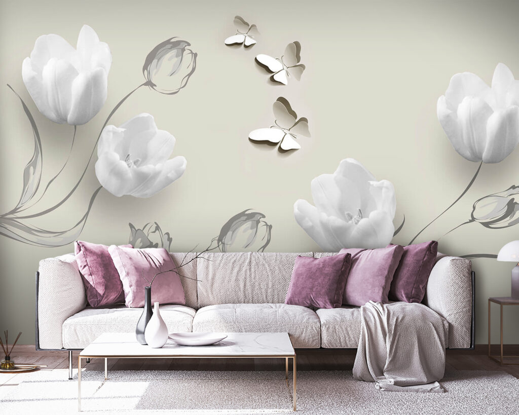 Bílé tulipány s motýly — interiér 3