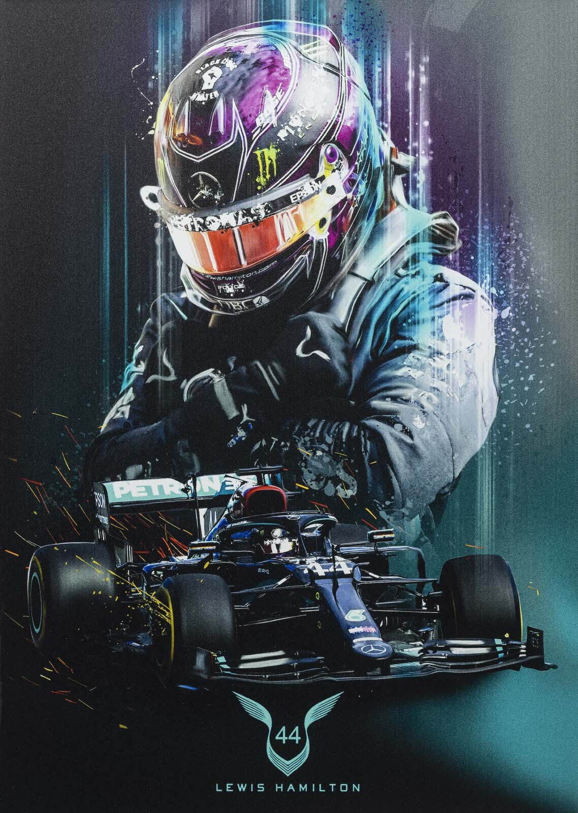 Závodník a závodní vůz — celý design