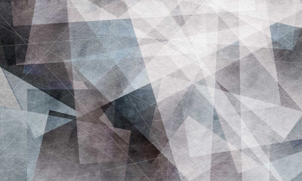 Šedé průhledné trojúhelníky — celý design