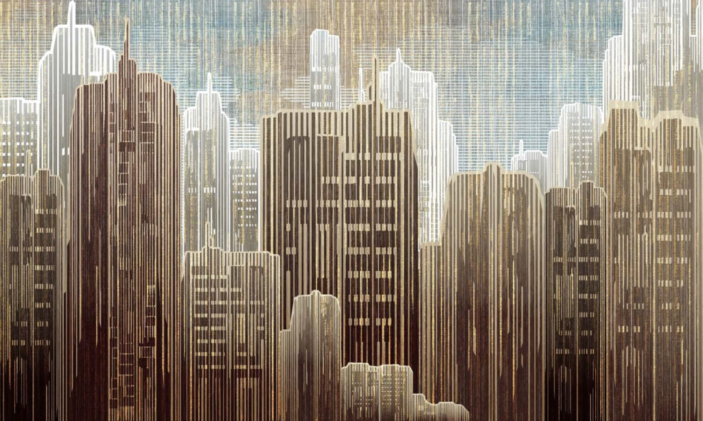 Město se zlatými liniemi — celý design