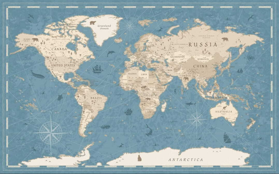 Zvětralá mapa s rámem — celý design