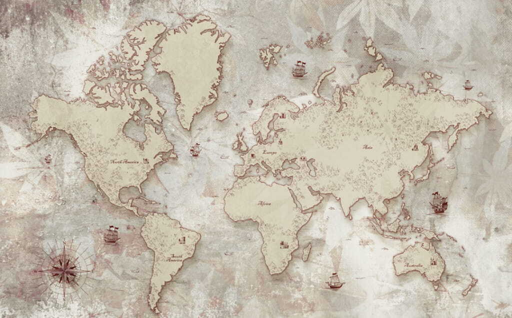 Ošoupaná mapa světa — celý design