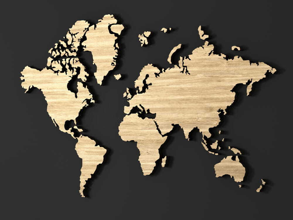 Mapa světa se žilkami — celý design