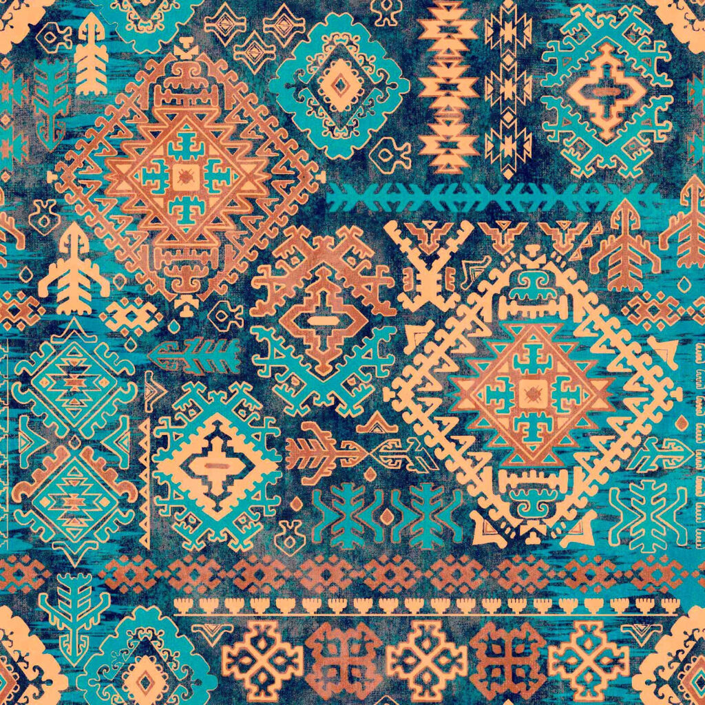 Modré kosočtverečné ornamenty — celý design