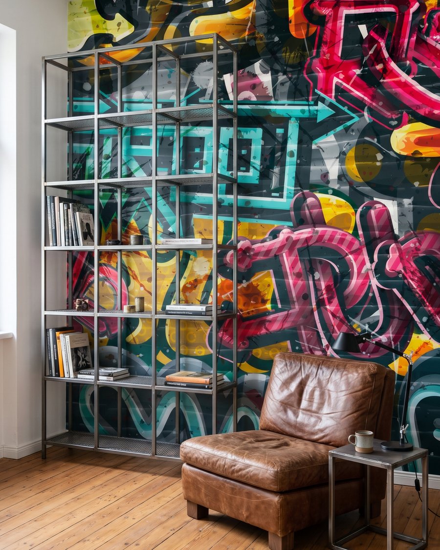 Zeď plná graffiti — interiér 3