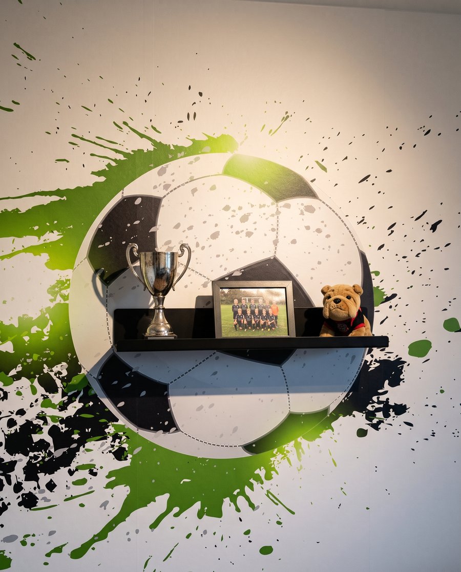 Fotbal v zelených stříkancích — detail