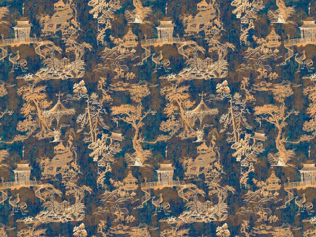 Zlatá krajina na modři — celý design