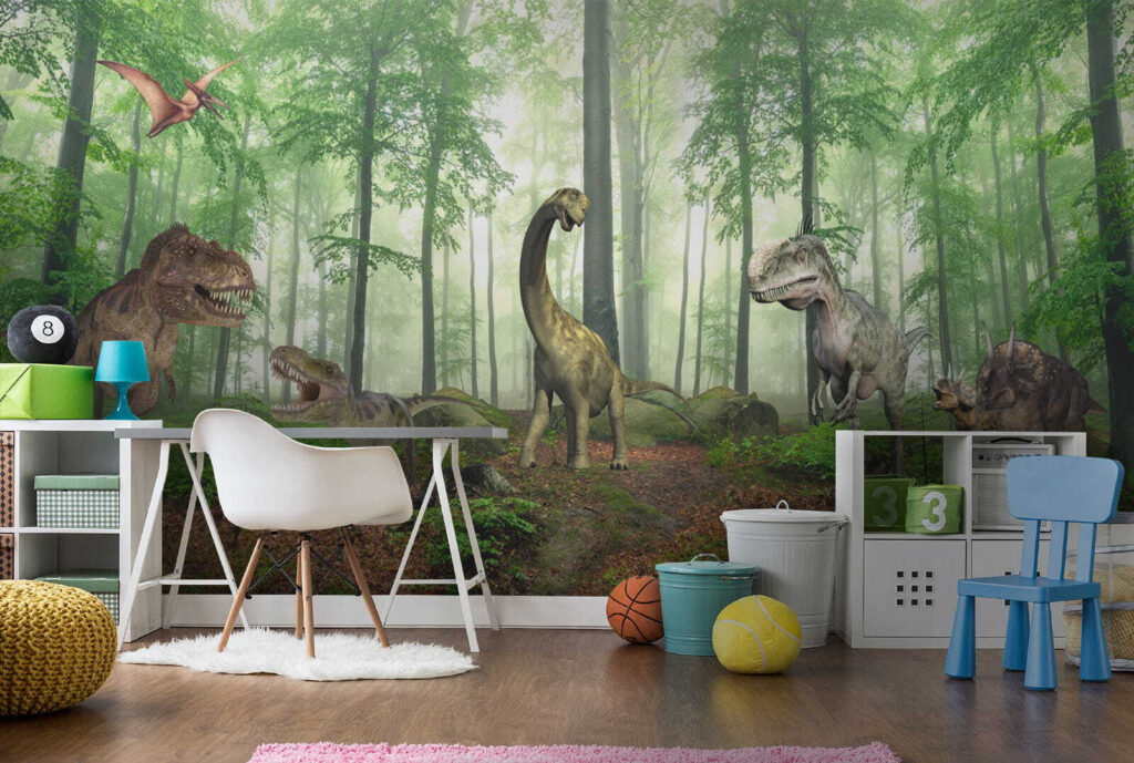 Dinosauři v slunném lese — interiér 1