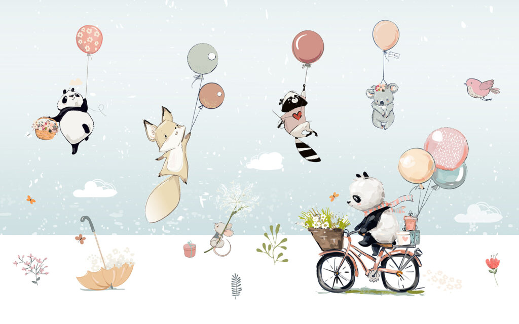 Zvířata nad cyklovýletem — celý design