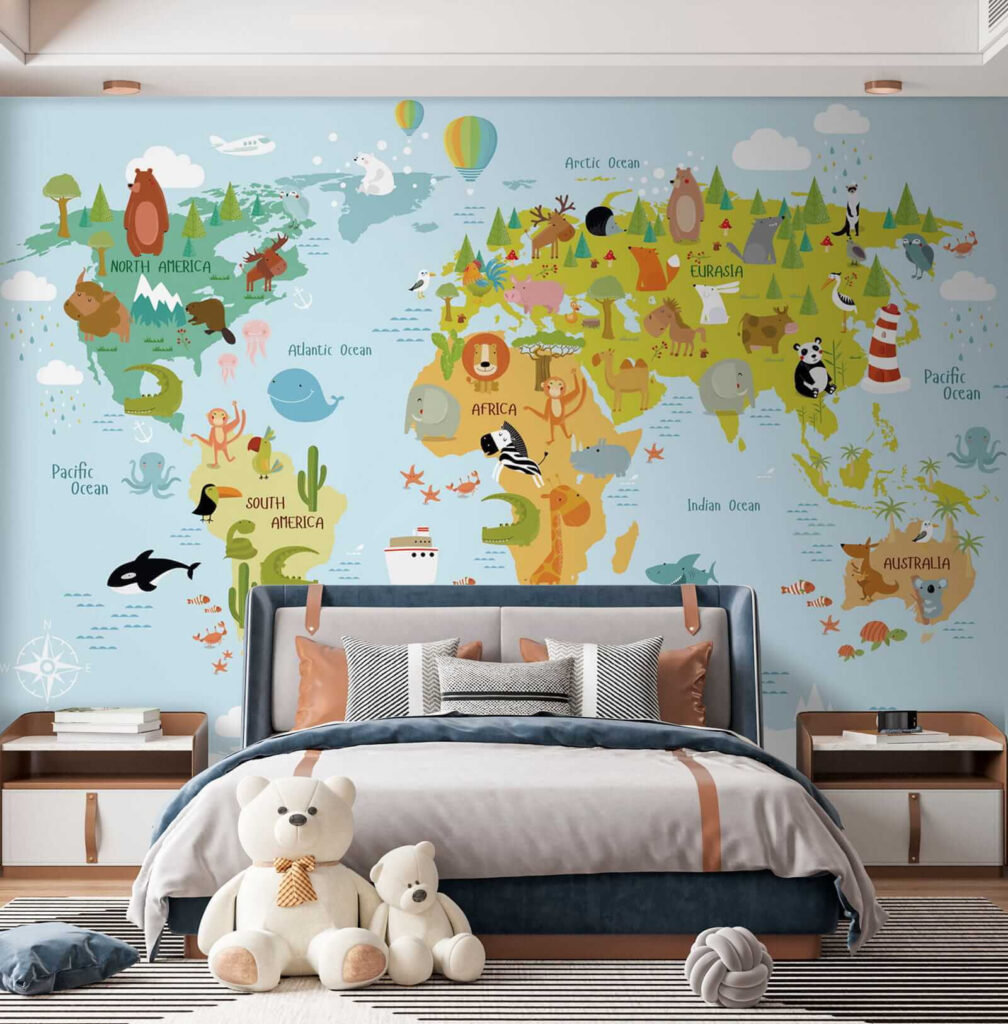Mapa světa se zvířaty — interiér 7