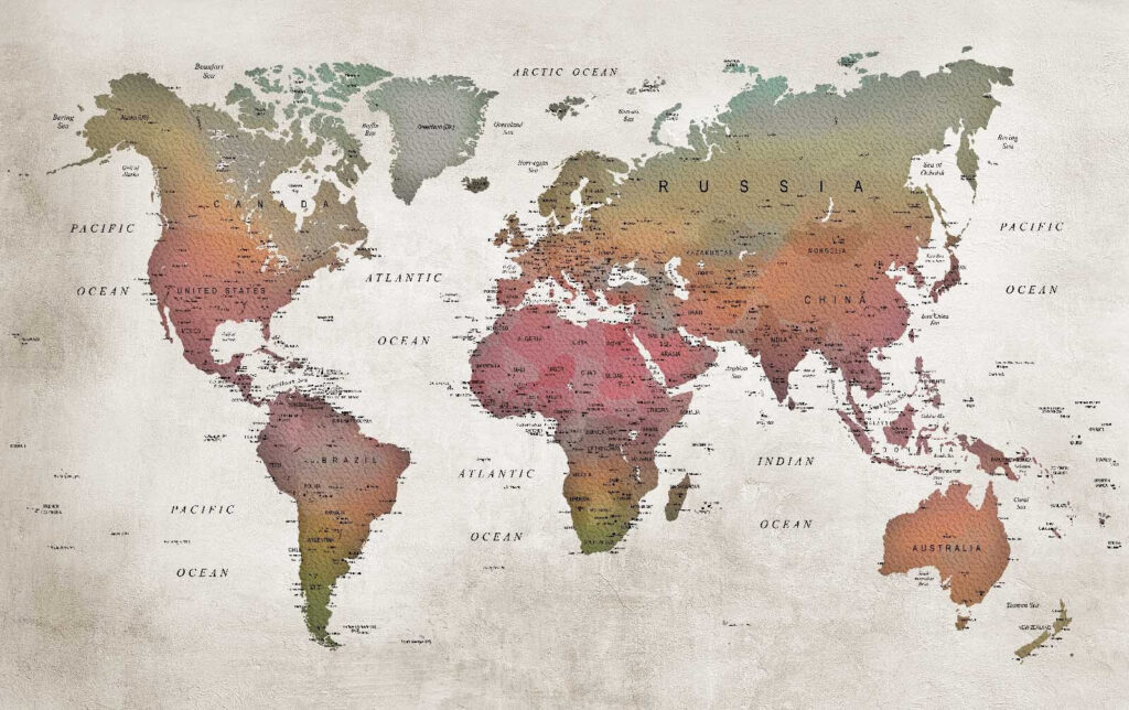 Zemitá mapa světa — celý design