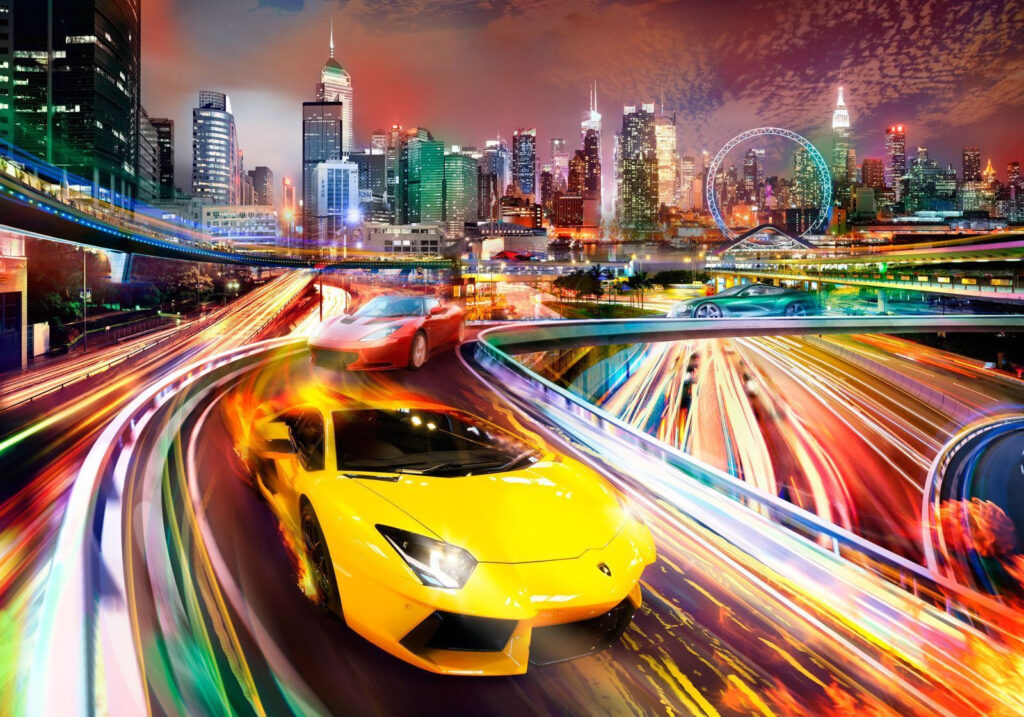 Auto se světelnými stopami — celý design