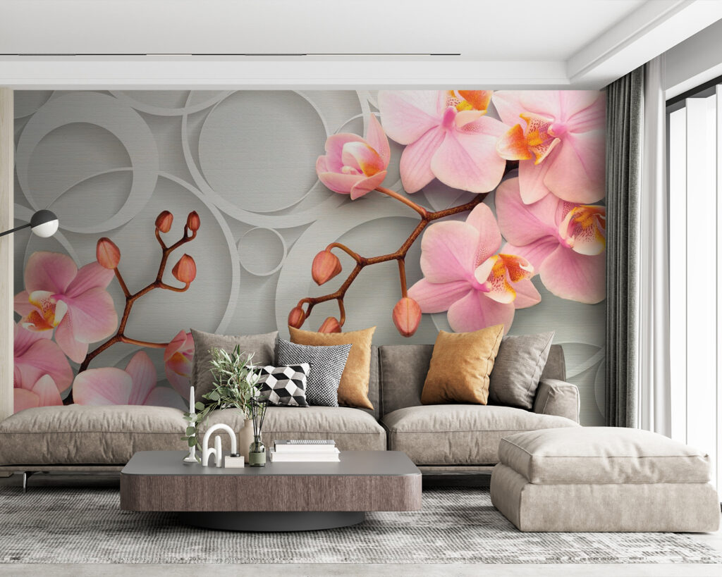 Růžové orchideje mezi kruhy — interiér 1