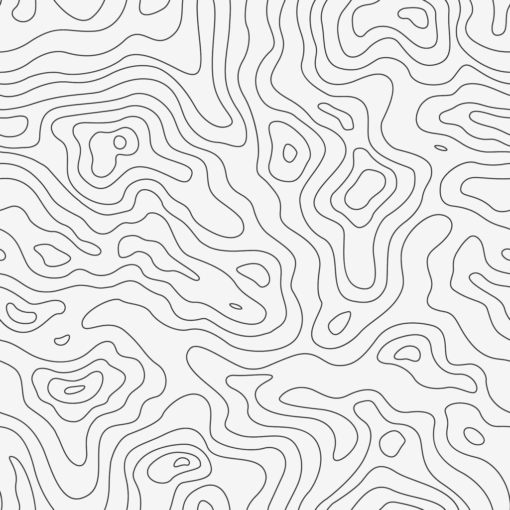 Vlnité vrstevnice na bílé — celý design