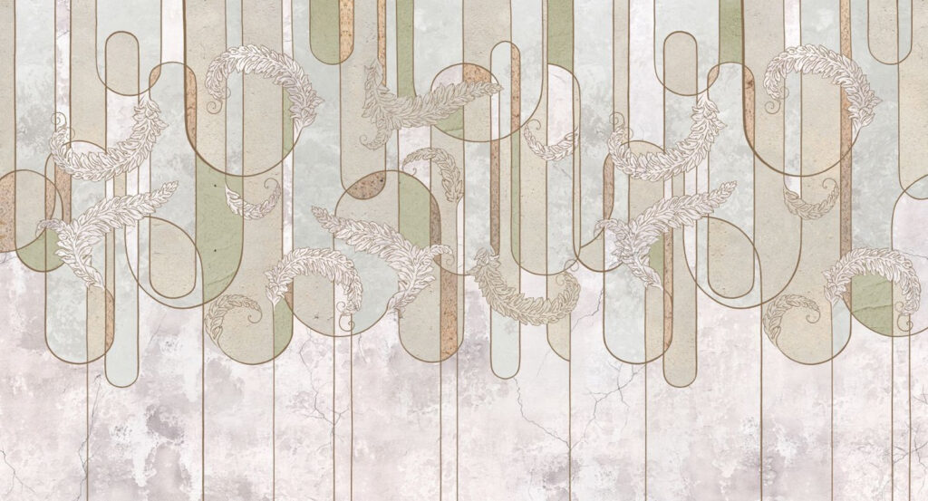 Geometrické oblouky na bílém — celý design