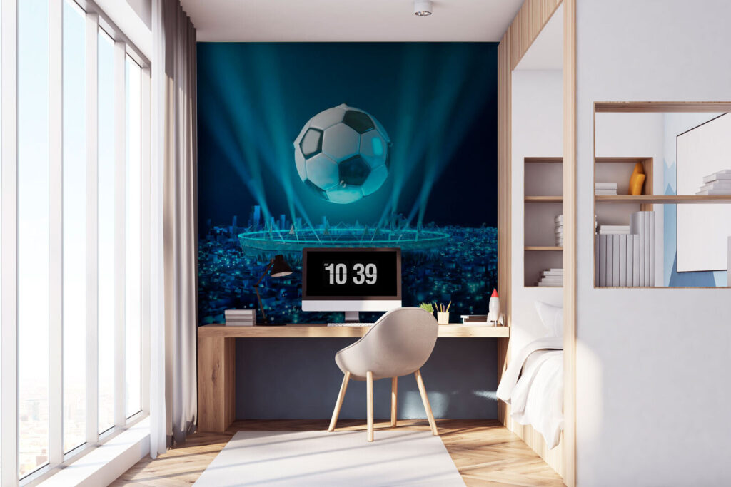 Fotbal nad osvětleným stadionem — interiér 1