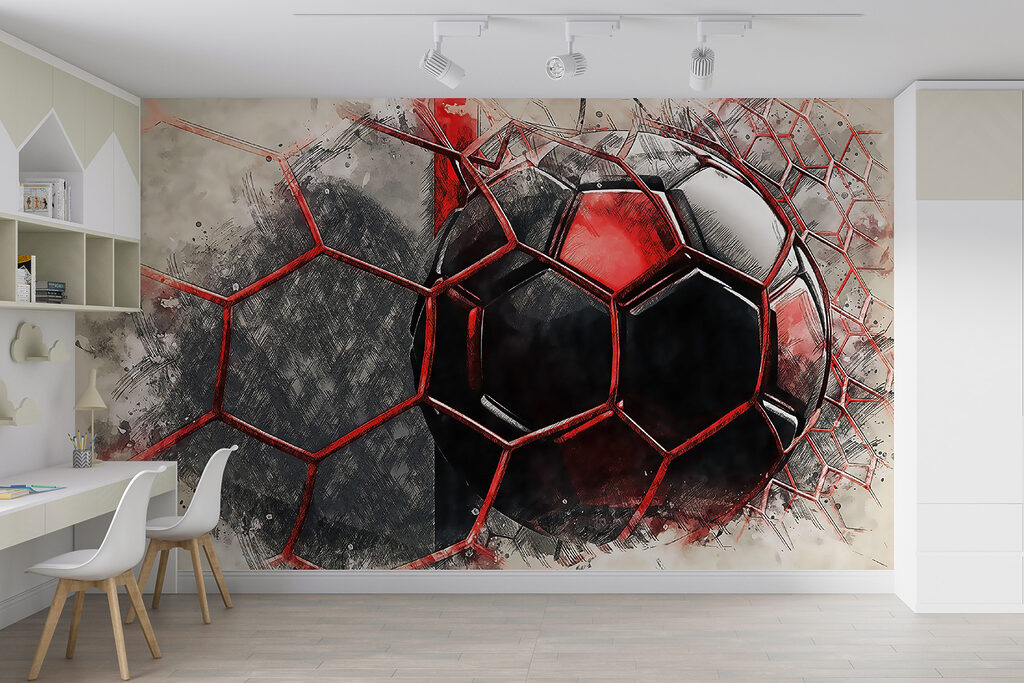 Červený míč přes trhliny — interiér 4