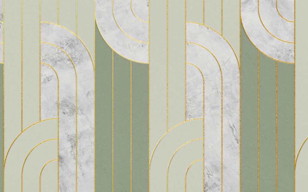 Zlaté oblouky a linie — celý design