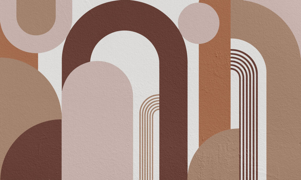Teplé oblouky s pruhy — celý design