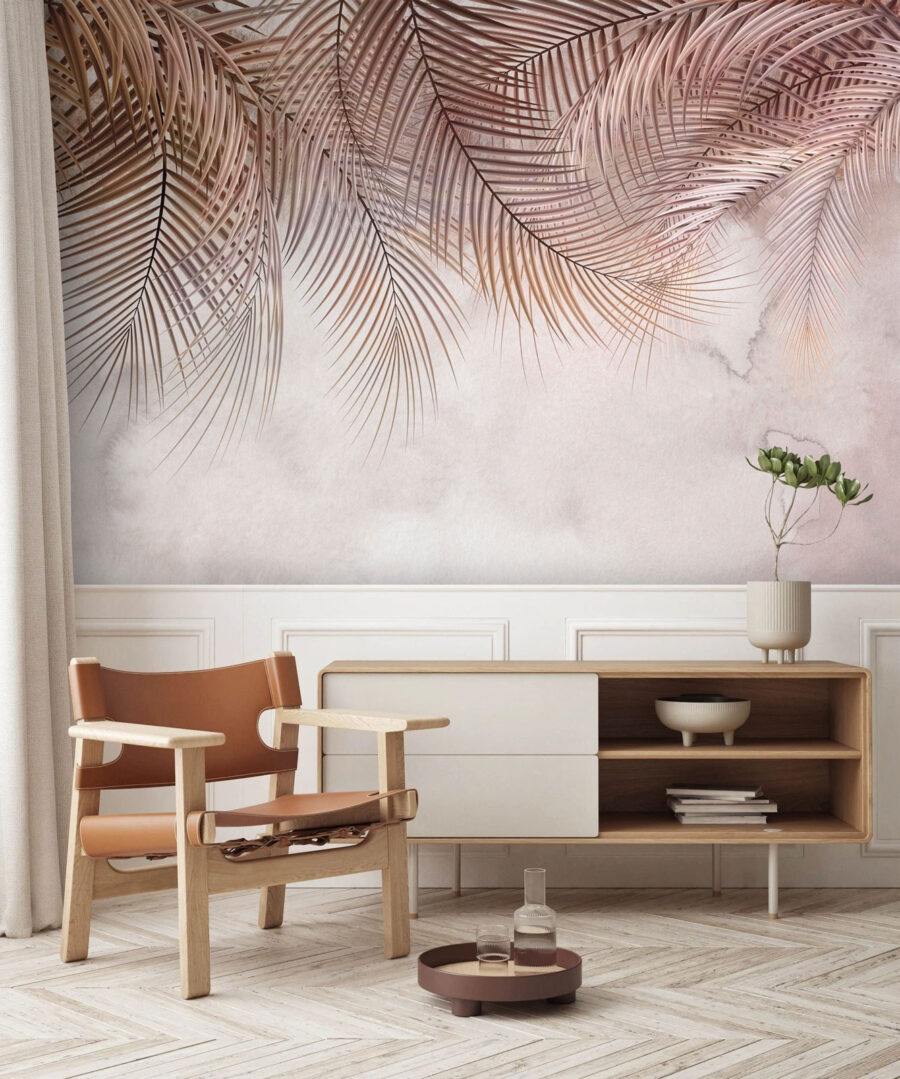 Teplé růžové palmové listy — interiér 3