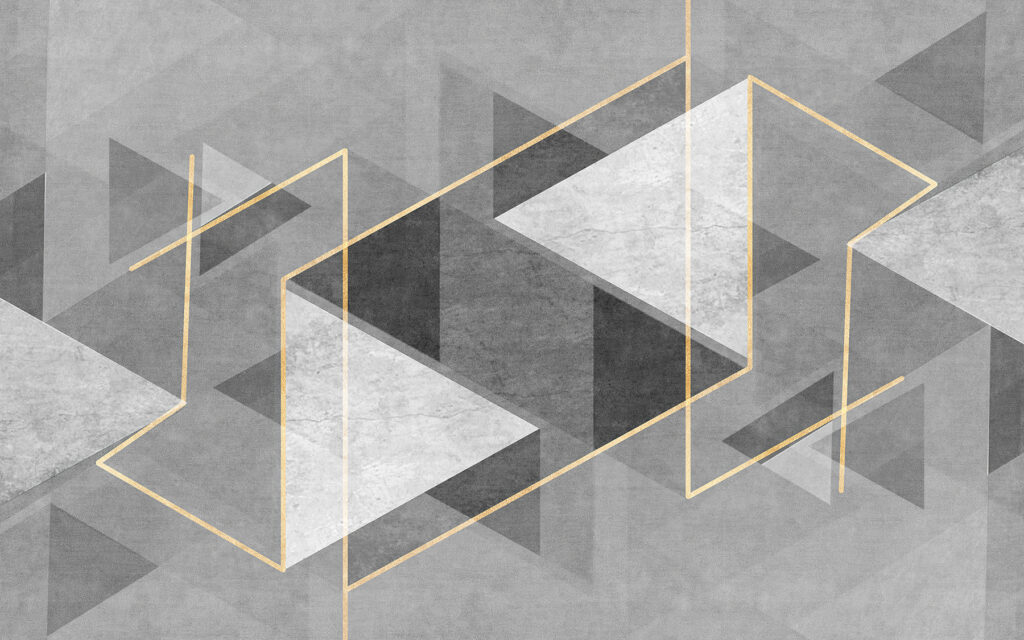 Trojúhelníky v šedé hloubce — celý design