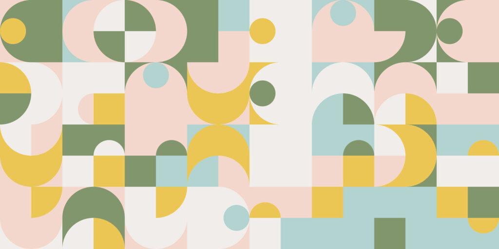 Pastelové geometrické tvary — celý design