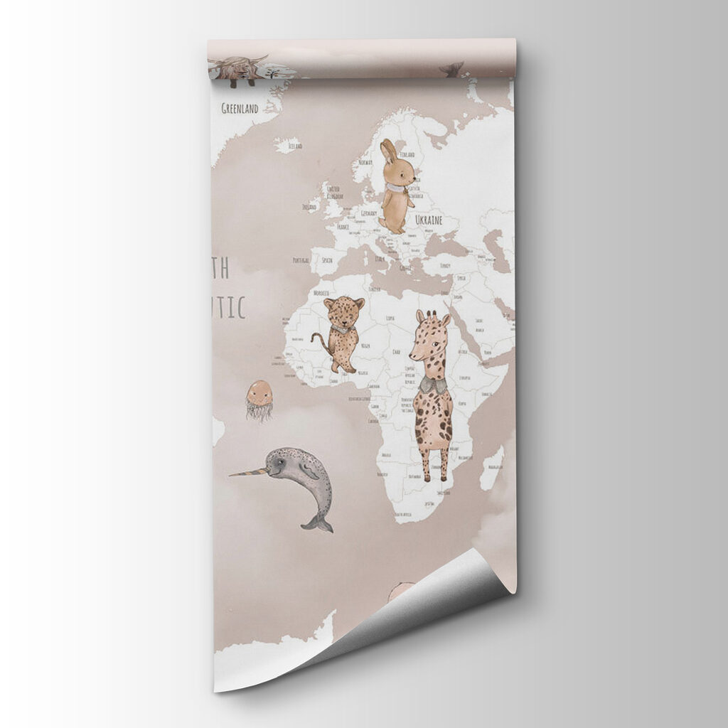 Bílá mapa se zvířaty — zobrazení produktu