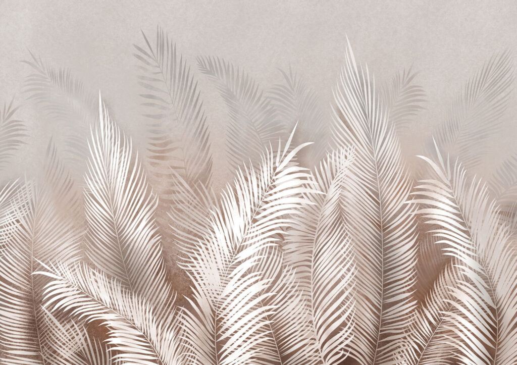 Bílé palmové listy vzhůru — celý design