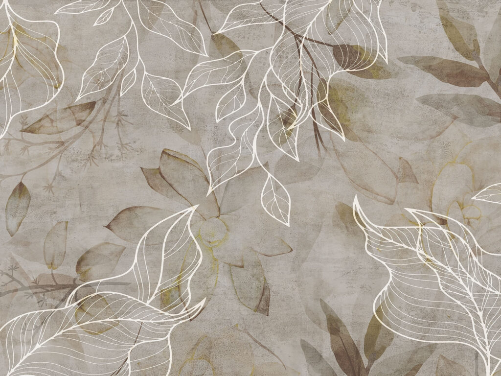 Bílé listy na hnědém — celý design