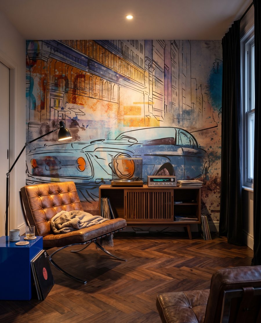 Veteránské auto v městě — interiér 4