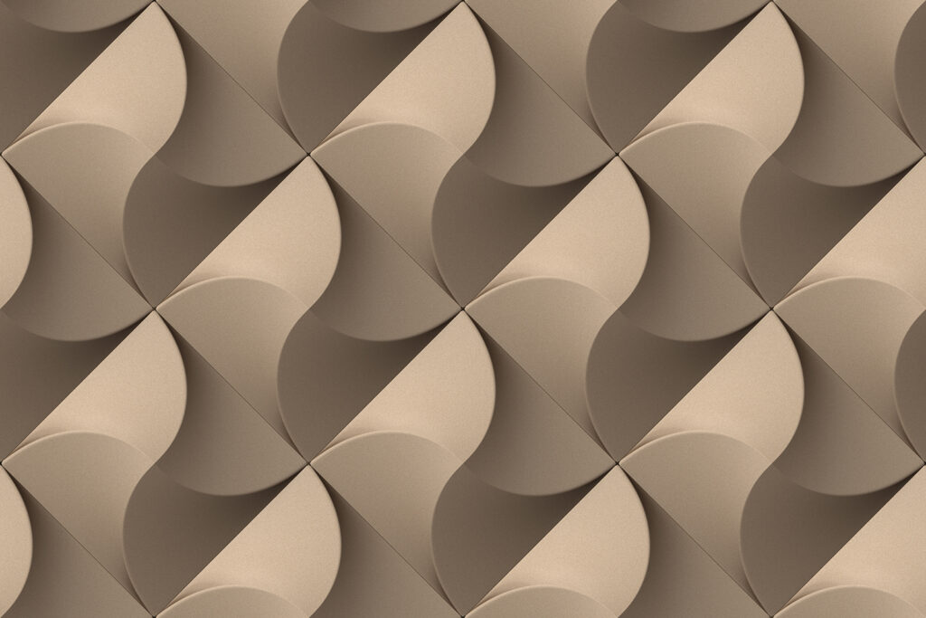 Skládané lístky v taupe — celý design