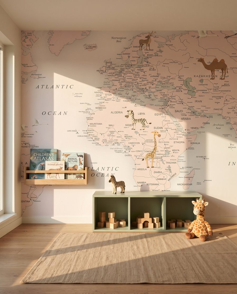 Mapa světa mezi listy — interiér 6