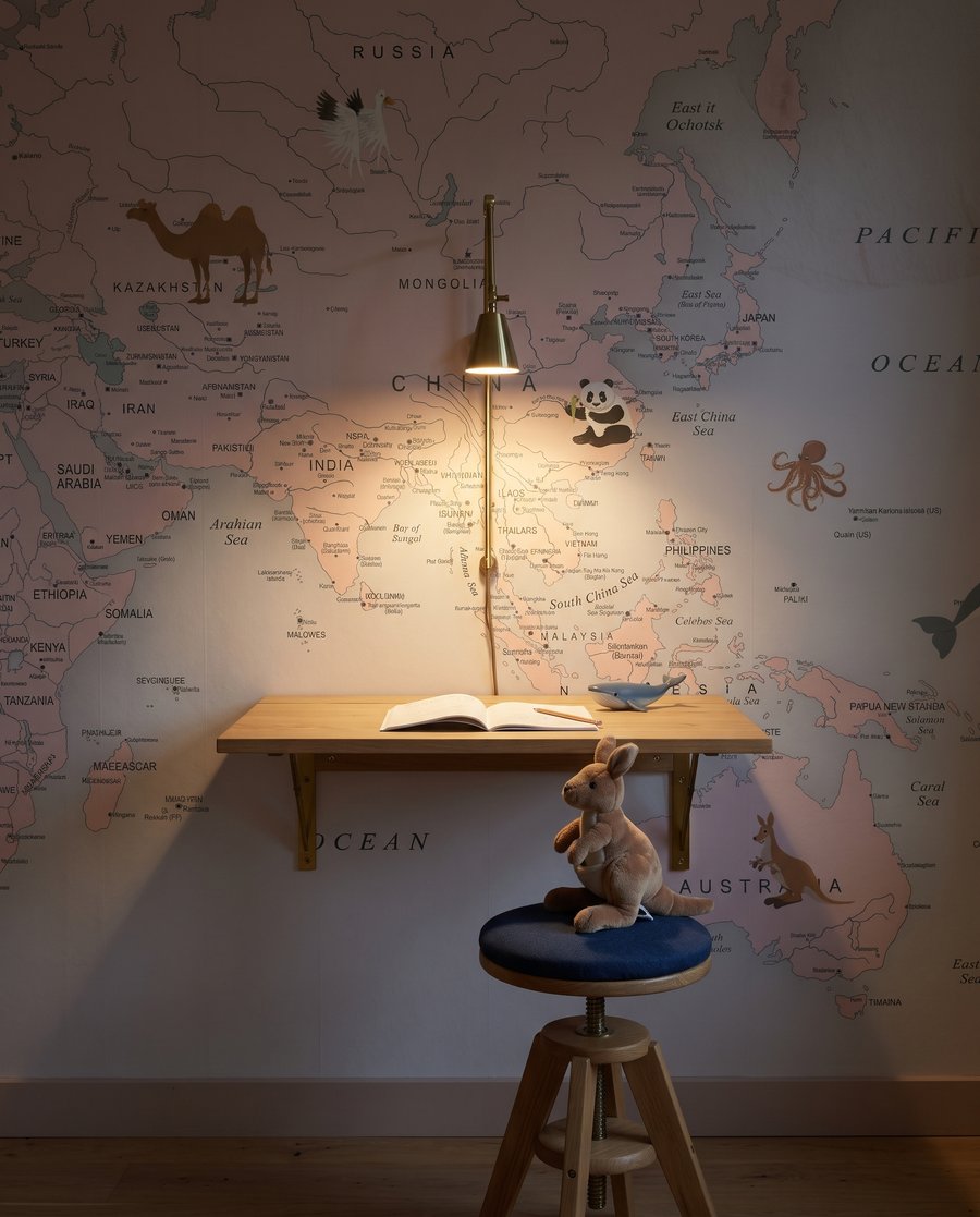 Mapa světa mezi listy — interiér 7