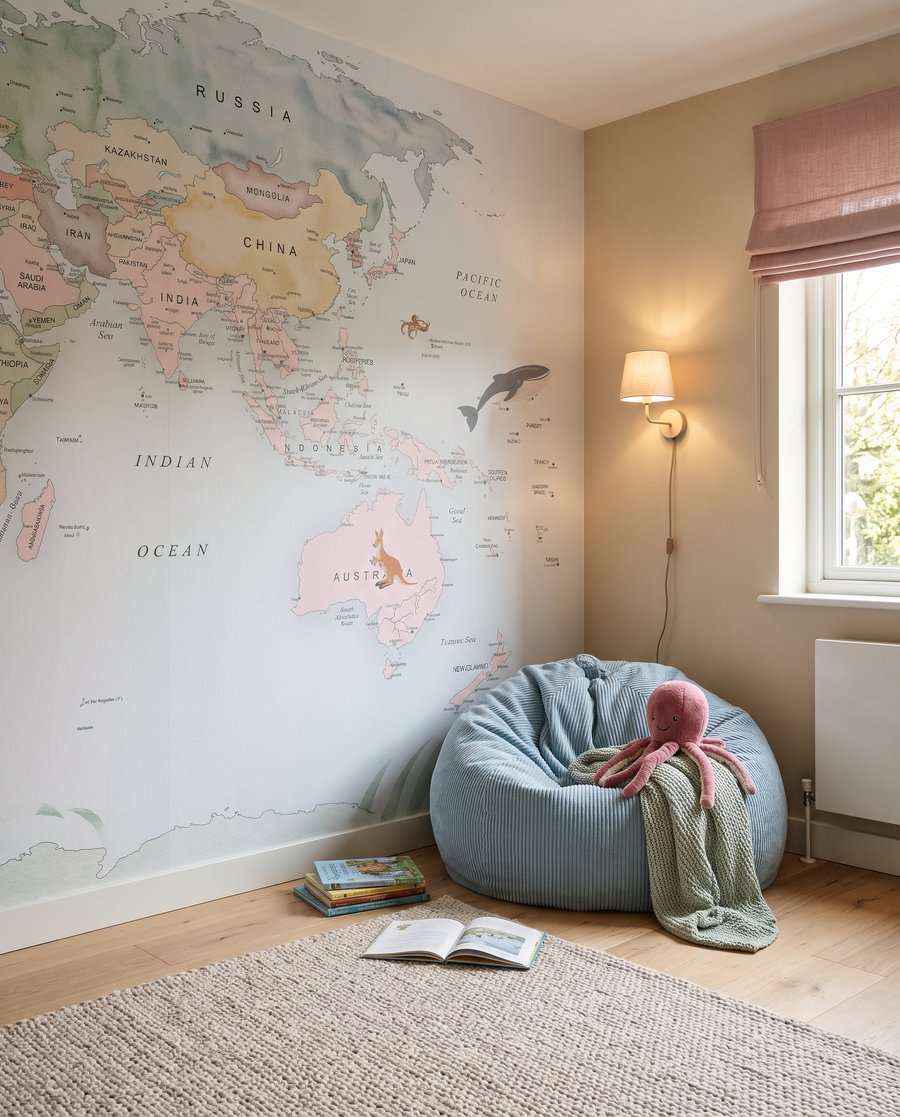 Mapa světa mezi listy — interiér 9