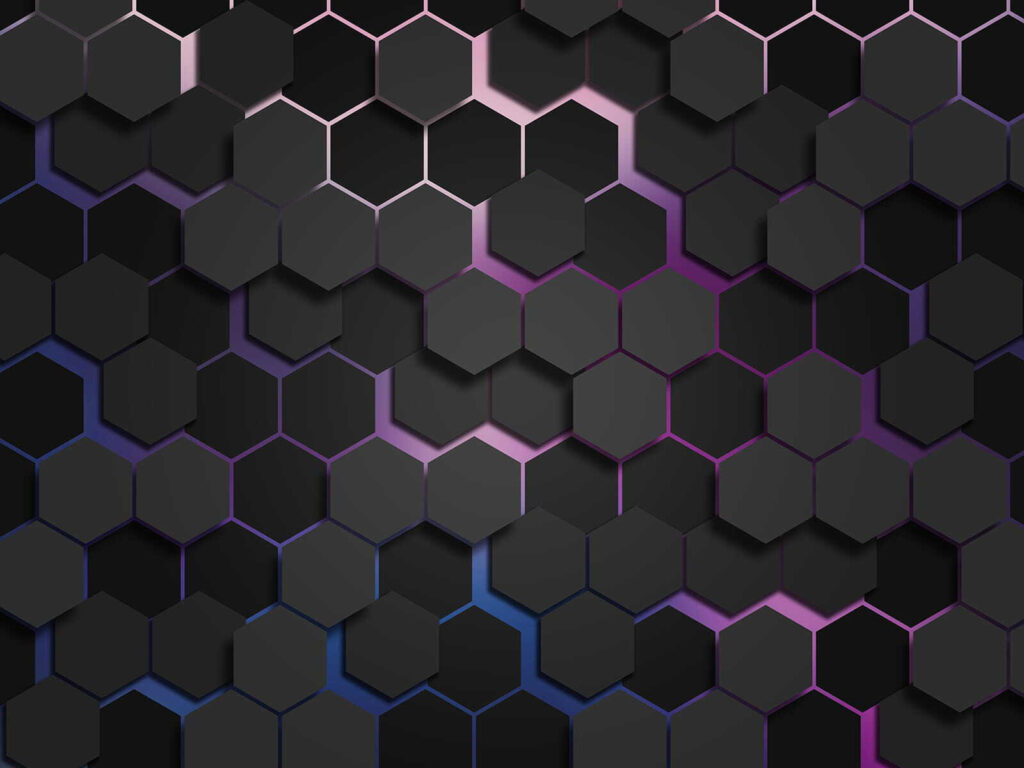 Šestiúhelníky se světelnými pruhy — celý design