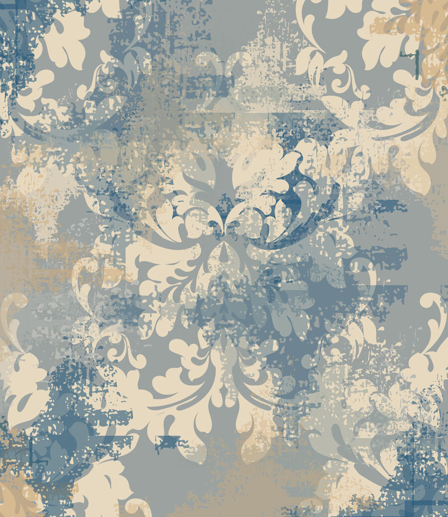Zvětralé ornamenty na modrošedé — celý design