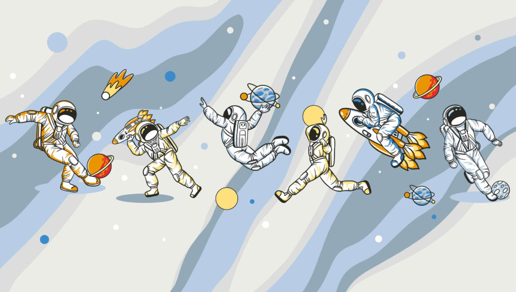 Astronauti si hrají — celý design