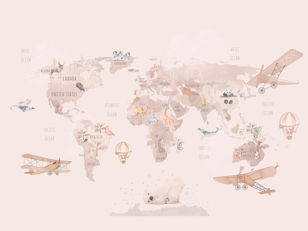 Růžové trasy na mapě — celý design