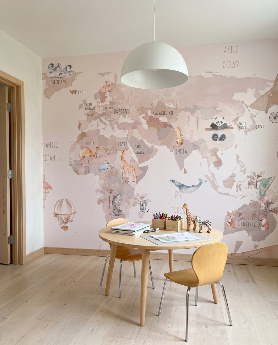 Růžové trasy na mapě — interiér 8