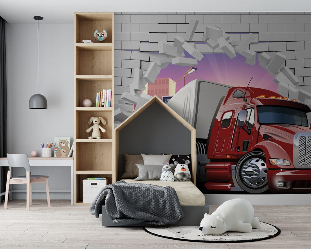 Nákladní auto prorazí zeď — interiér 2