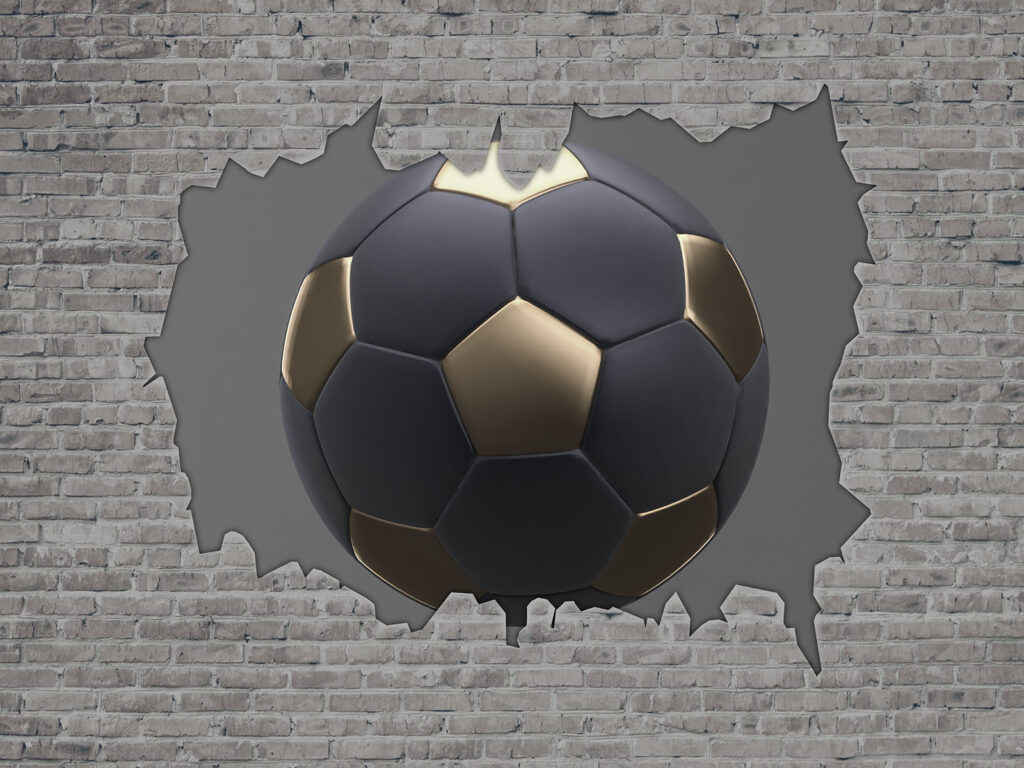 Fotbalový míč ve zdi — celý design